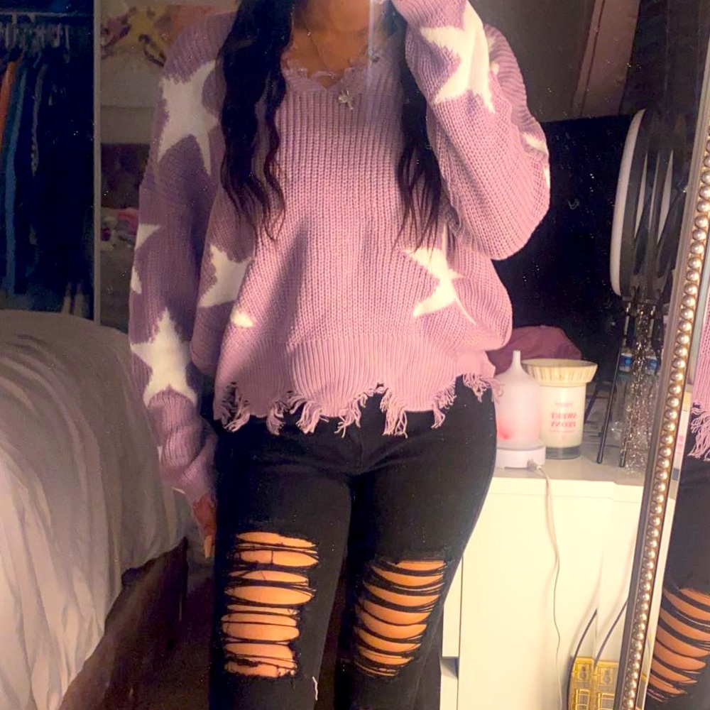 Distressed Purple Sweater